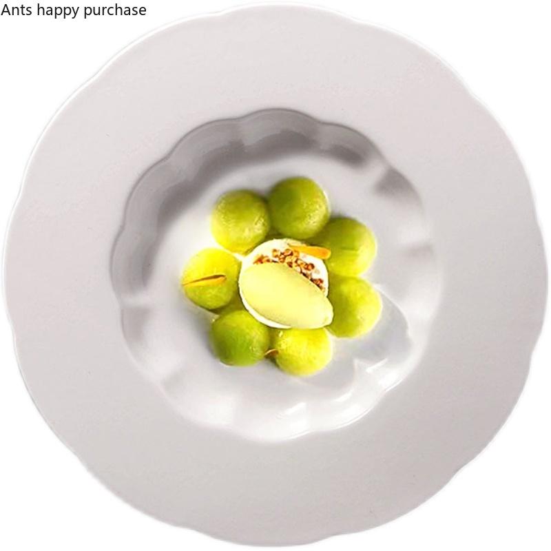 White Ceramic Dinner Plate Restaurant Tableware Dessert Plate Soup Plates Fruit Salad Bowl Dim Sum Dish Snack Tray Western Plate