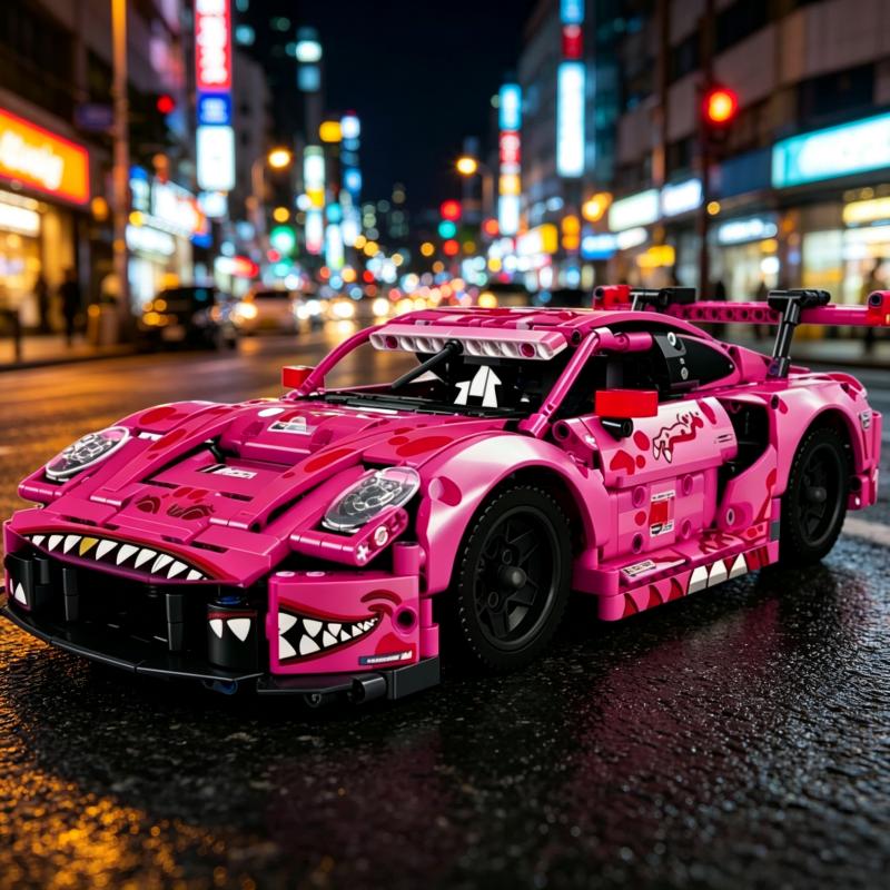 2026 New Pink Sports Car Building Blocks DIY Model Set Boys Toy Vehicle Assembly Bricks Christmas Birthday Gift