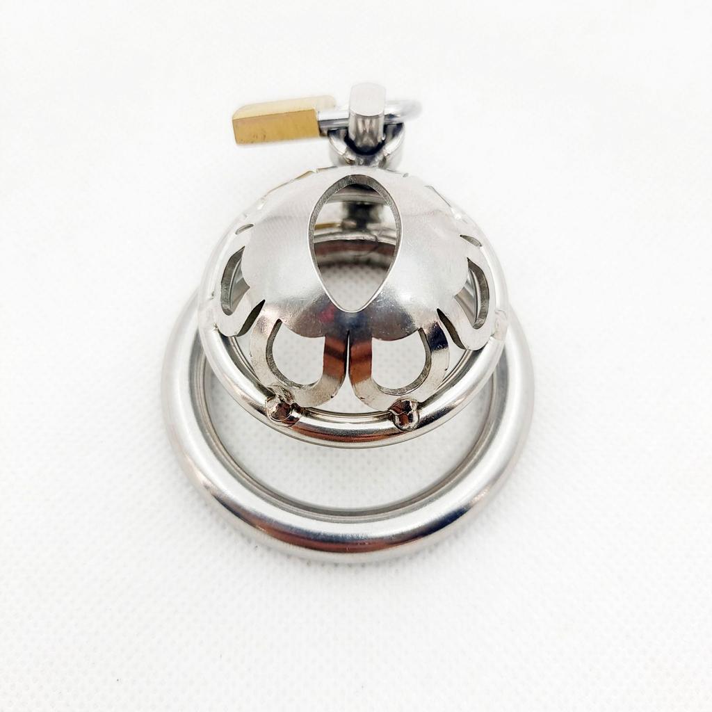 FHTF Short Small Metal Men's Chastity Device Cock Bondage Cage Penis Lock for Boy Over 18