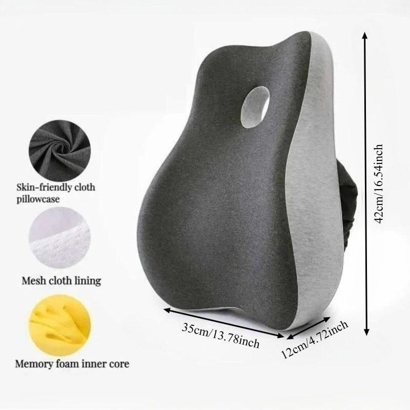 4D Curved Orthopedic Lumbar Support Pillow, Memory Foam Waist Cushion for Pregnancy, Seniors, Office Chair, Home Back Comfort