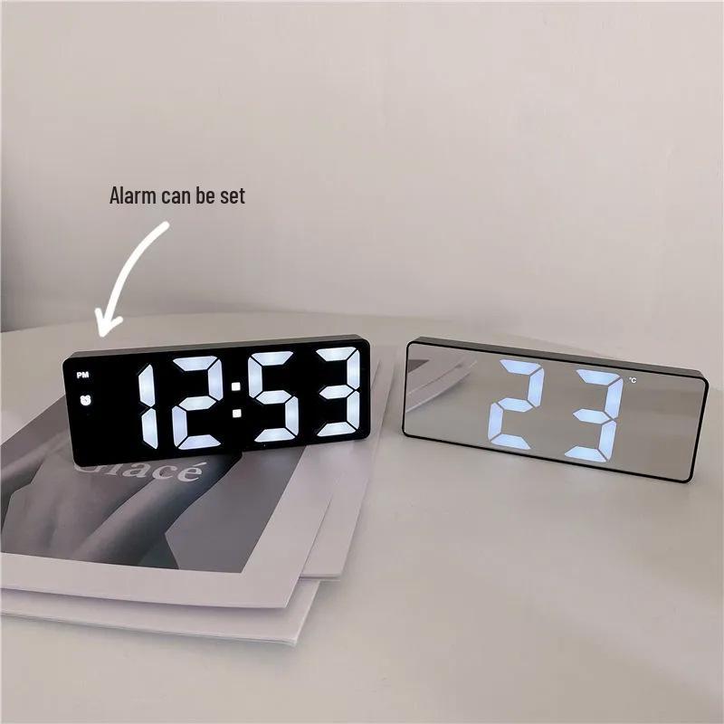 LED Multi-Function Mirror Alarm Clock: Makeup Mirror with Battery & Plug-in Options