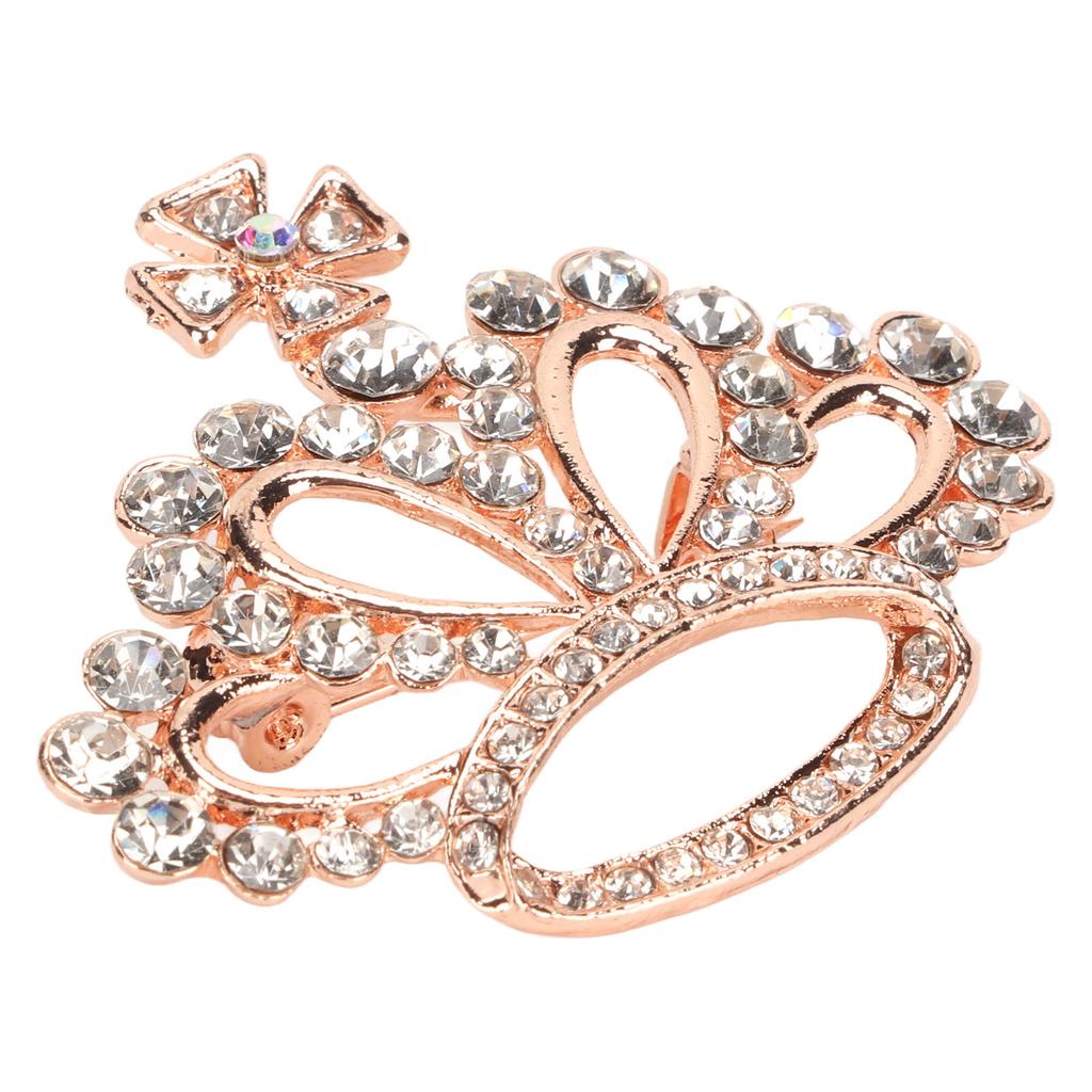 White Women Rhinestone Crown Brooch Stylish Decorative Female Ladies Rhinestone Breastpin