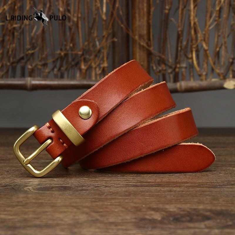Washed Women's Thin Leather Belt Pure Cowhide Retro Fashion Versatile Casual Jeans Belt