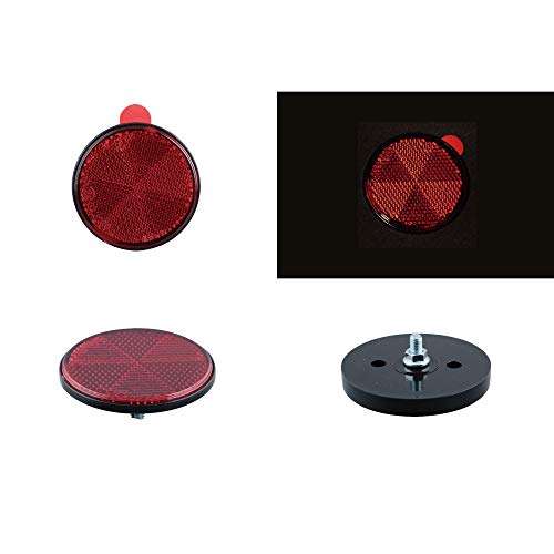 

JET INOUE Светоотражатель, Круглый, 2,4 дюйма (60 мм) с E-маркировкой, тип крепления на винтах, красный, черное основание красный