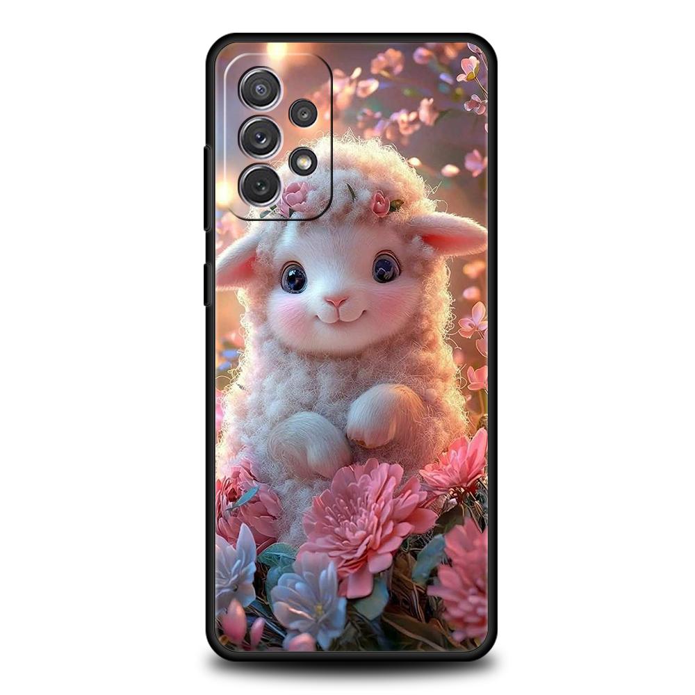 

Чехол для телефона Samsung Galaxy A55 A53 A52 A52S A51 A41 A35 A32 A25 A23 A15 A13 A71 A72 5G Мягкий ТПУ Корпус Маленький Ягненок Ангел Овца Samsung A71
