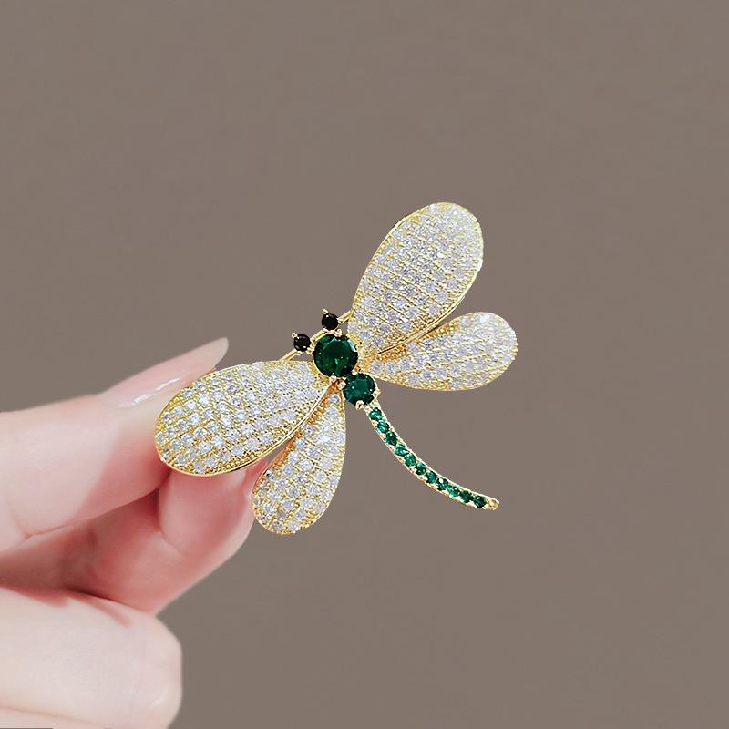 Dragonfly Brooch for Women High-end Rhinestone Niche Suit Brooch Anti-glare