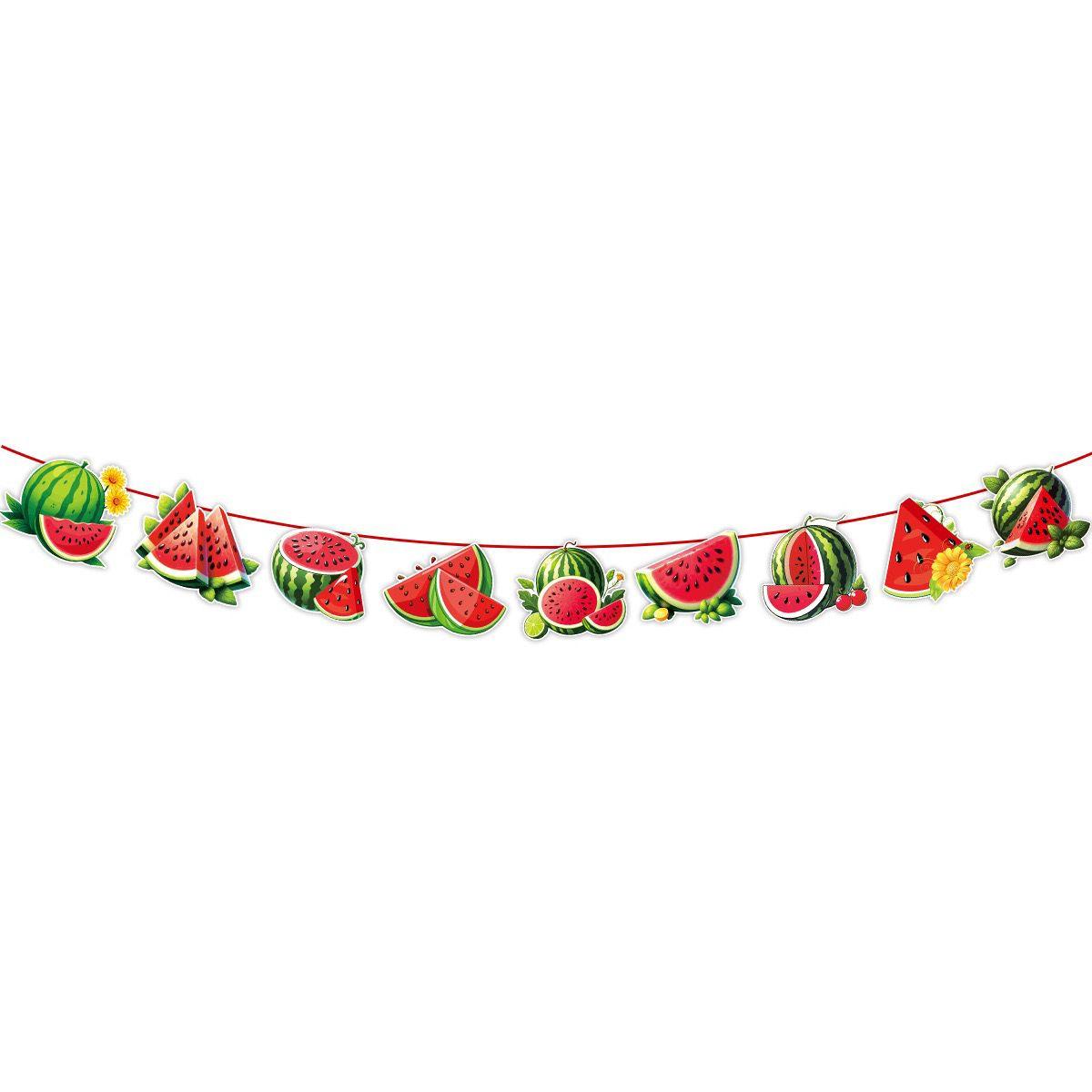 Summer Watermelon Banner and Cake Topper Set: Fruit-Themed Children s Birthday Party Decorations watermelon banner