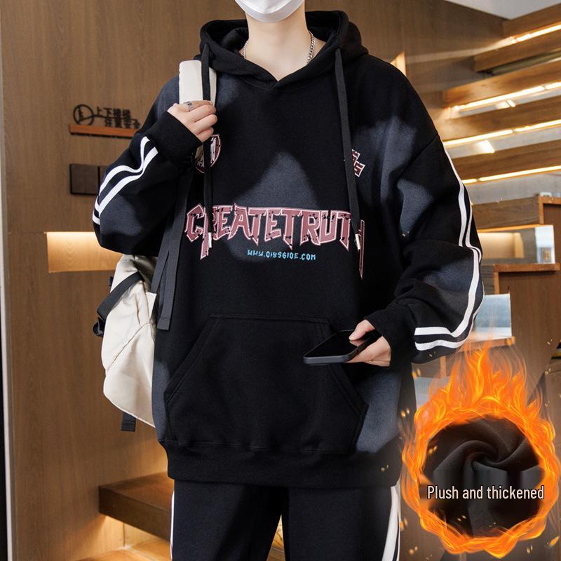 Autumn/Winter Teen Hoodie for Boys, Ages 12-16, Plus Velvet, Thick and Warm