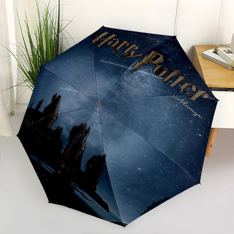 1pc Harry Potter Always Automatic Folding Umbrella - Compact 8-Rib Design, Durable Plastic & Iron1480L