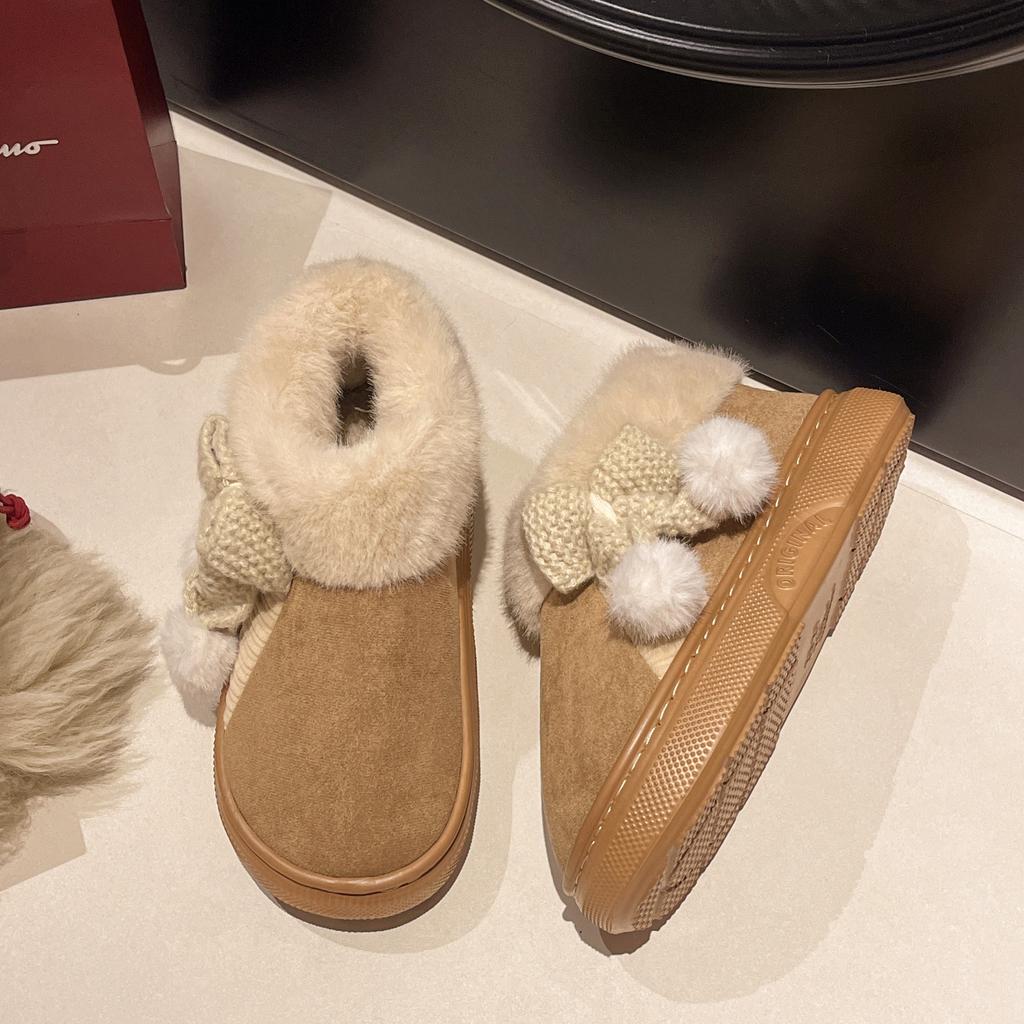 Snow Boots Women's New Winter Velvet Thickened Non-slip Warm Fur Integrated Wool Cotton Shoes Warm