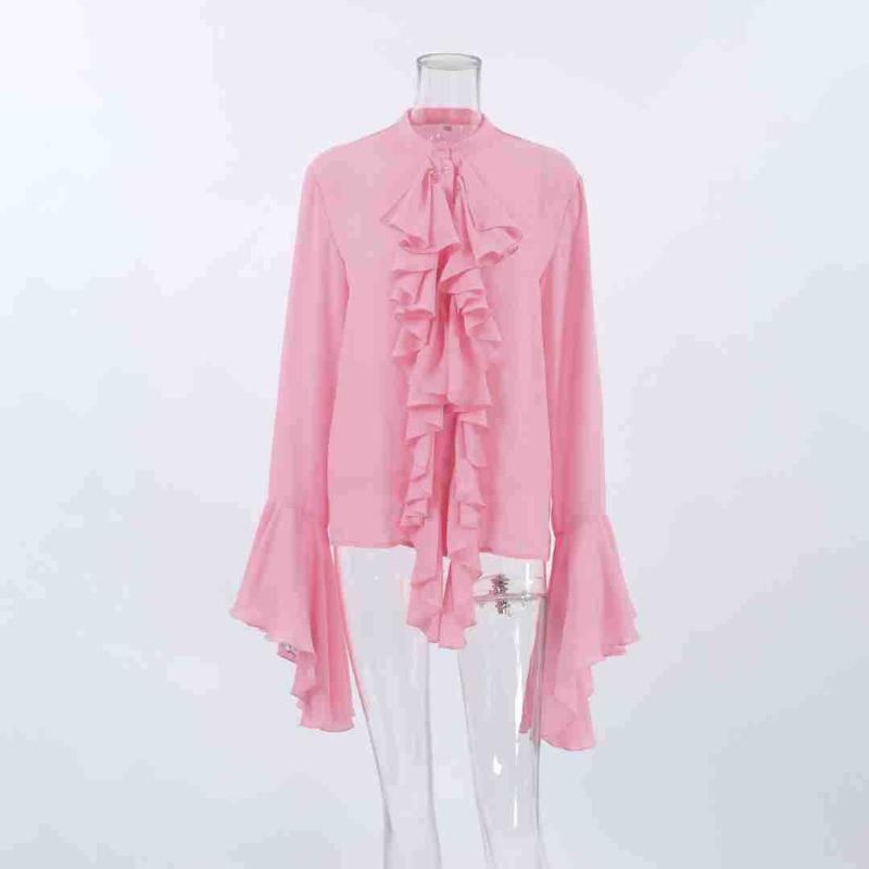 Designkänsla Volang Långärmad Skjorta Höst Vinter Ny Elegant High-end Kofta Topp för Kvinnor