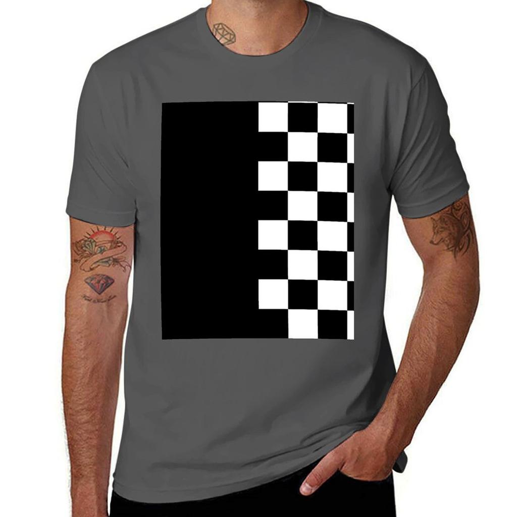 Check Stripe Black Tshirt Casual Minimalist Short Sleeve Top