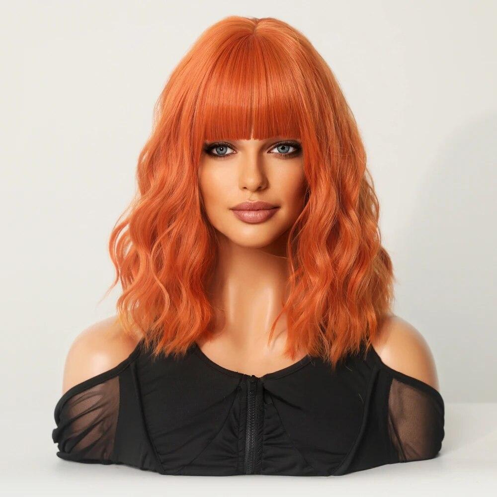 Perucă verde pentru femei Perucă de păr sintetic Bob până la umăr Perucă ondulată Cosplay Party Perucă de Halloween pentru femeie cu păr fals