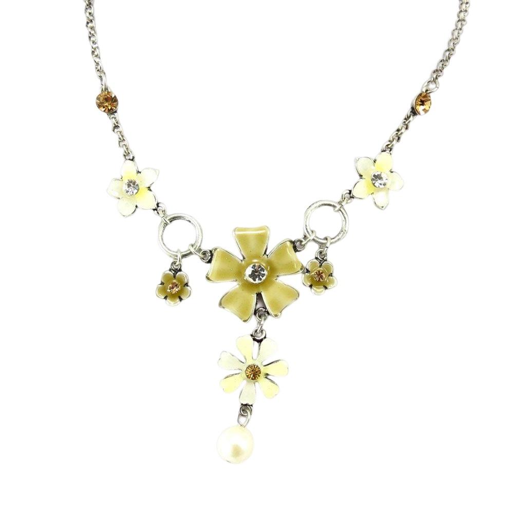 

Les Trésors De Lily [R7777] - Collier créateur Flora ocre argenté - 60x28 mm