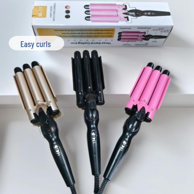 Корейская трехствольная плойка для яичных рулетов - Гофрирующая плойка «Волна» для легкой укладки EU Plug