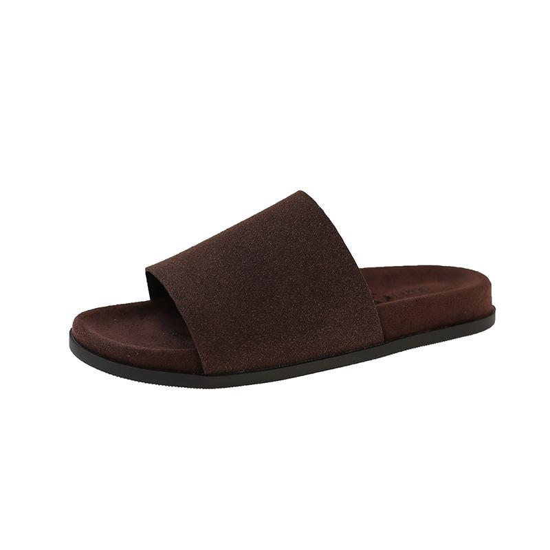 Premium sense simple one-word slippers women's 2025 new fashion versatile lazy with skirt casual open-toed slippers