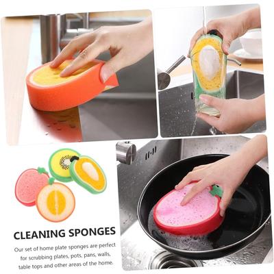Multi Purpose Fruit Print Sponge Scrub Pad Thickened Design for Kitchen Cleaning Dish Washing Stain Removal Cloth