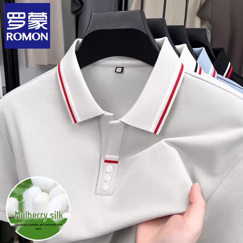 Romon Men s Ice Silk Short-Sleeve Polo Shirt 50/L