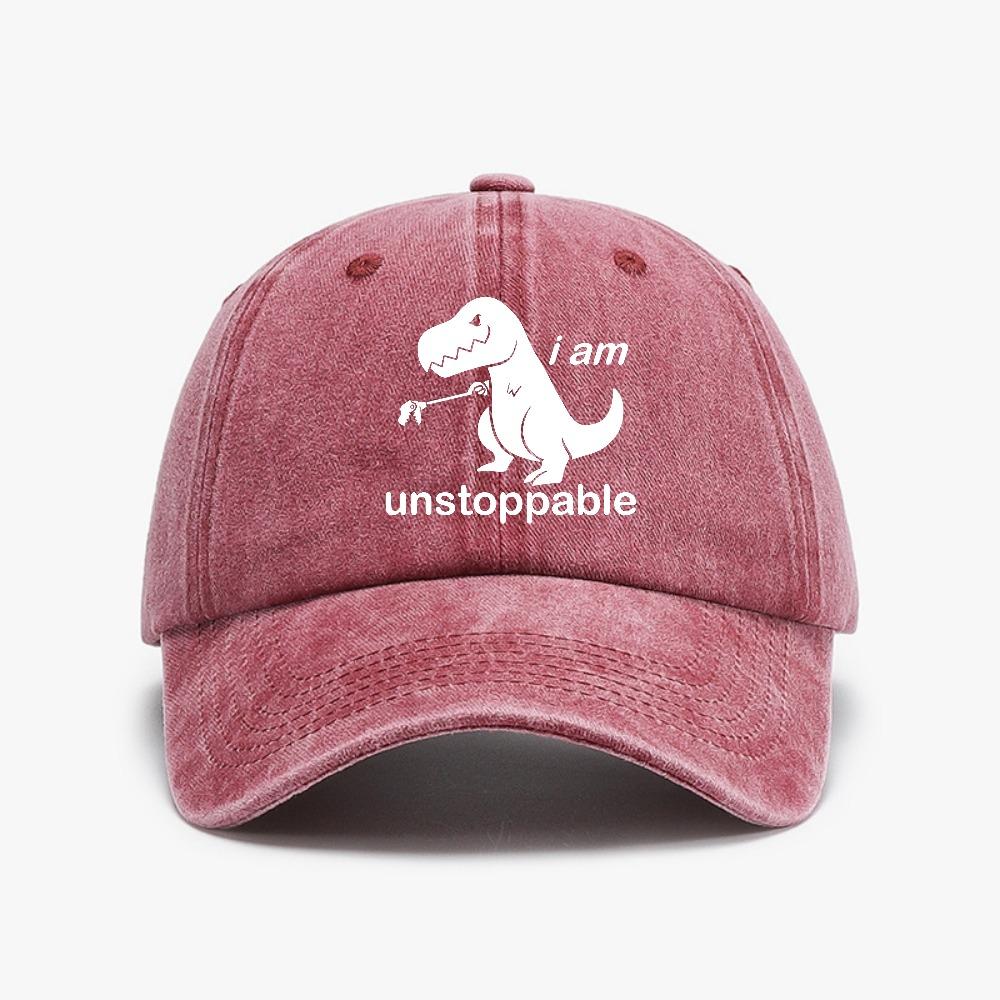 I Am Unstoppabie dinosaur Retro Outdoor Washed denim baseball cap Sun Protection Casual and Versatile Hat