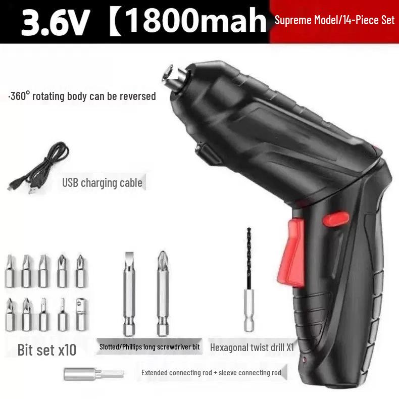 Electric Screwdriver Multifunctional Tool Set with Lithium Battery Rechargeable Drill and Household Toolbox.