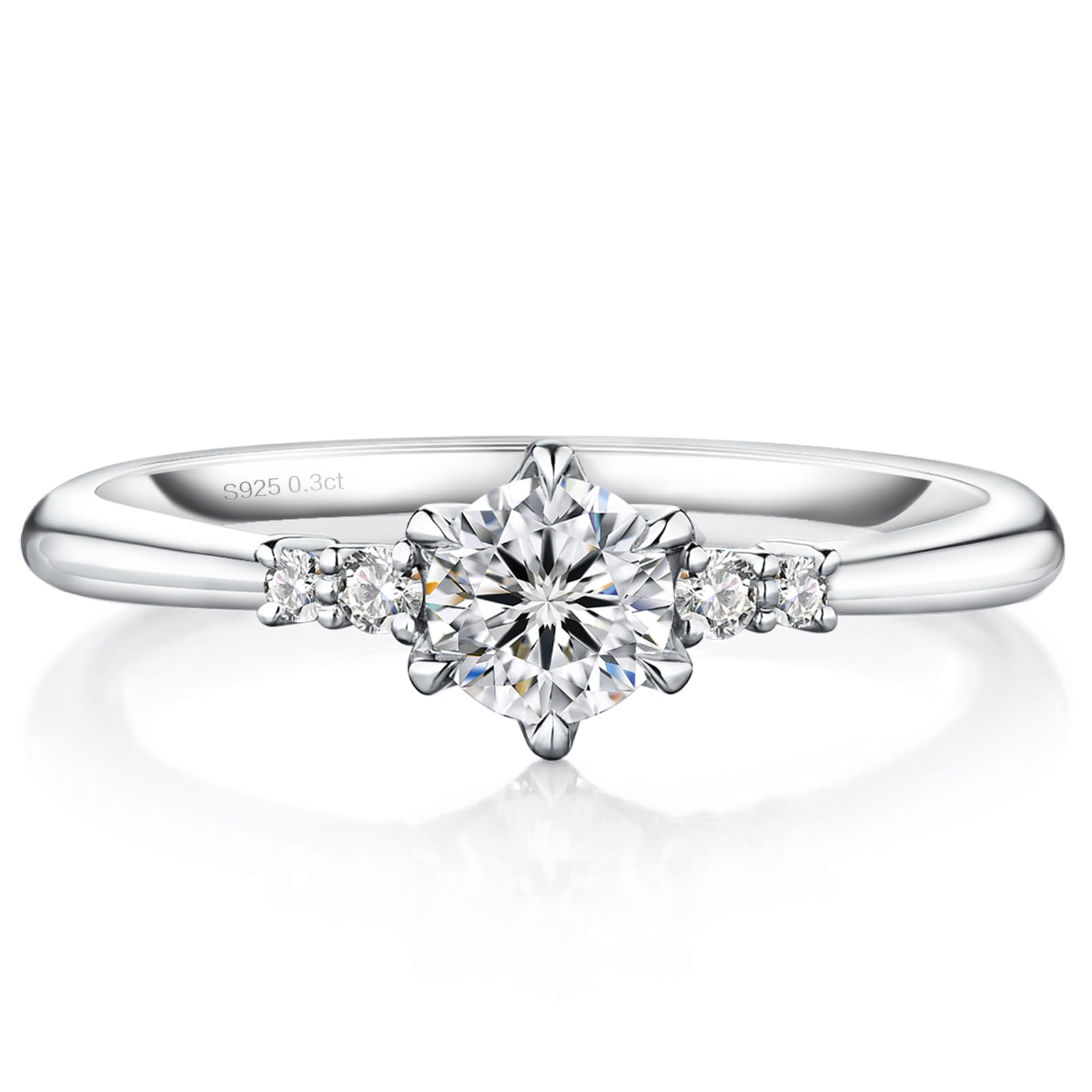 

KRKC Proposal Ring with Moissanite: Birthday Gift for Women, Engagement Ring, 0.3ct/0.5ct Diamond, S925 Sterling Silver with Solitaire Simulated Diamo