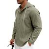 Men's Linen Casual Hooded Long Sleeve Cardigan Shirt for Beach Summer