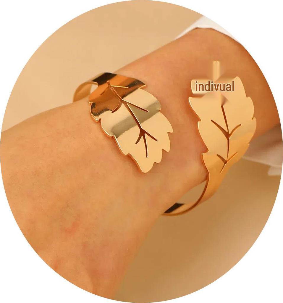 Bold Leopard Print Geometric Bangle & Ring Set - Adjustable Hand Jewelry for Women