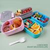 3-Compartment Bento Box With Utensils Leakproof PP Lunch Container Microwave Safe 800ml Portable Food Storage Work School