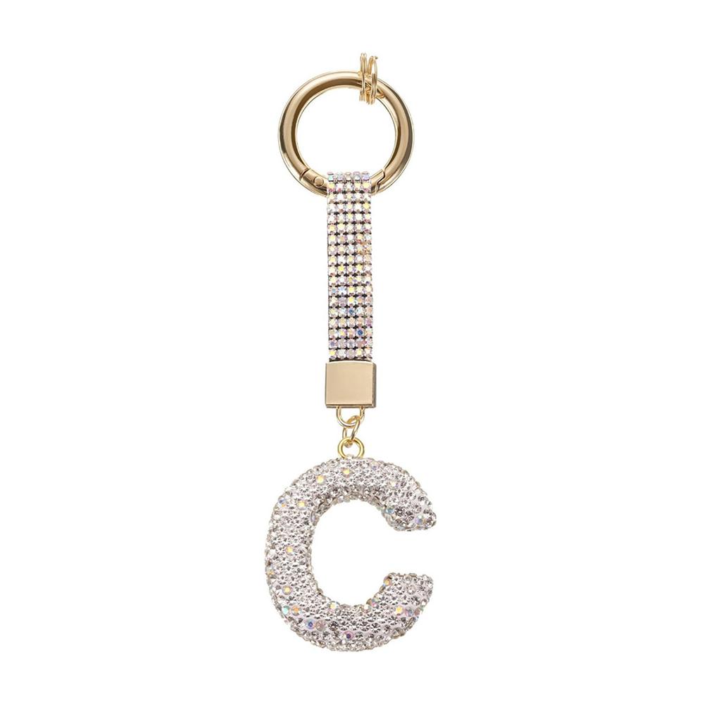 Personalized Alphabet Keychain with Sparkling Rhinestones Durable Alloy Jewelry Accessory for Fashionable Daily Use