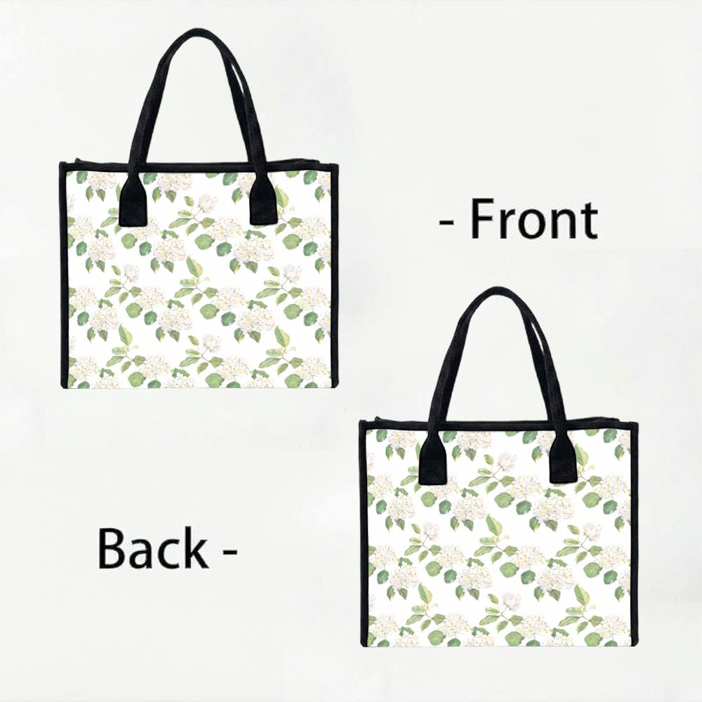 Floral Canvas Tote Bag Casual Daily Handbag Reusable Shopping Shoulder Bag