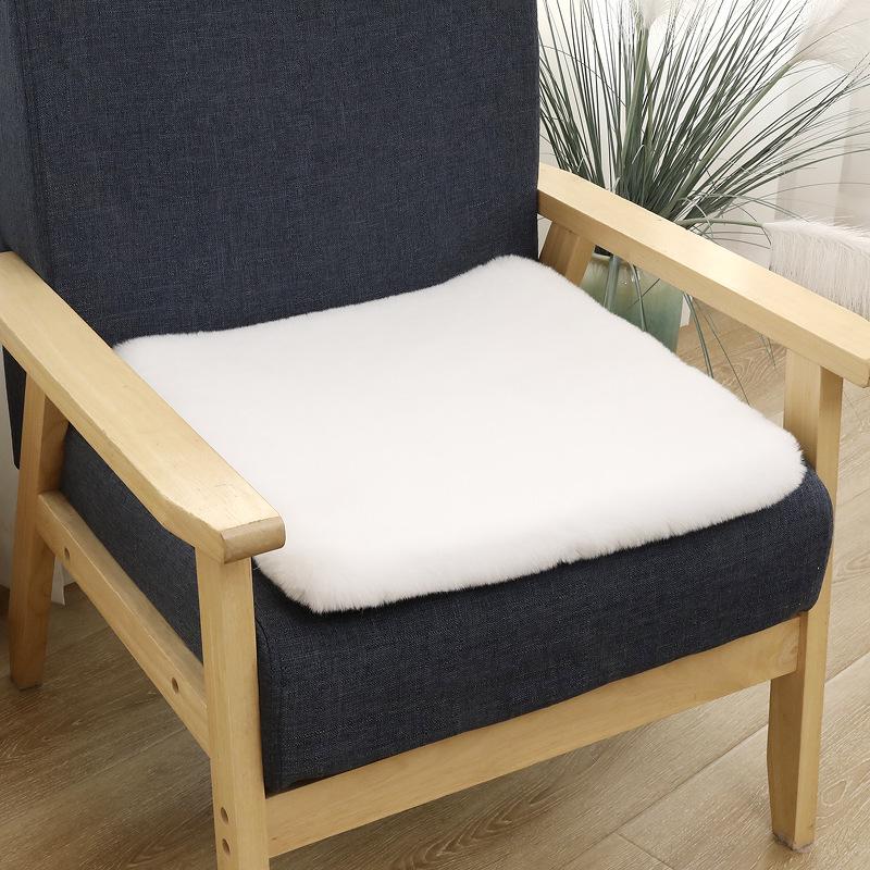Thick Faux Rabbit Fur Seat Cushion for Office/Car - Perfect for Autumn & Winter