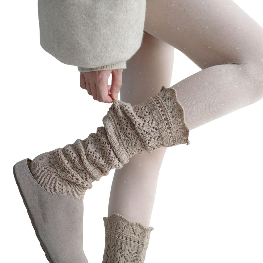 Hollow Out Knitted Foot Cover Sweet Lolita Boots Cover Trendy JK Knee High Socks  Girl