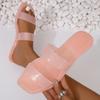 2025 Candy Colored Jelly Slippers Transparent Square Toe Flip Flops for Women Open Toe Flat Casual Women Slides Beach Shoes