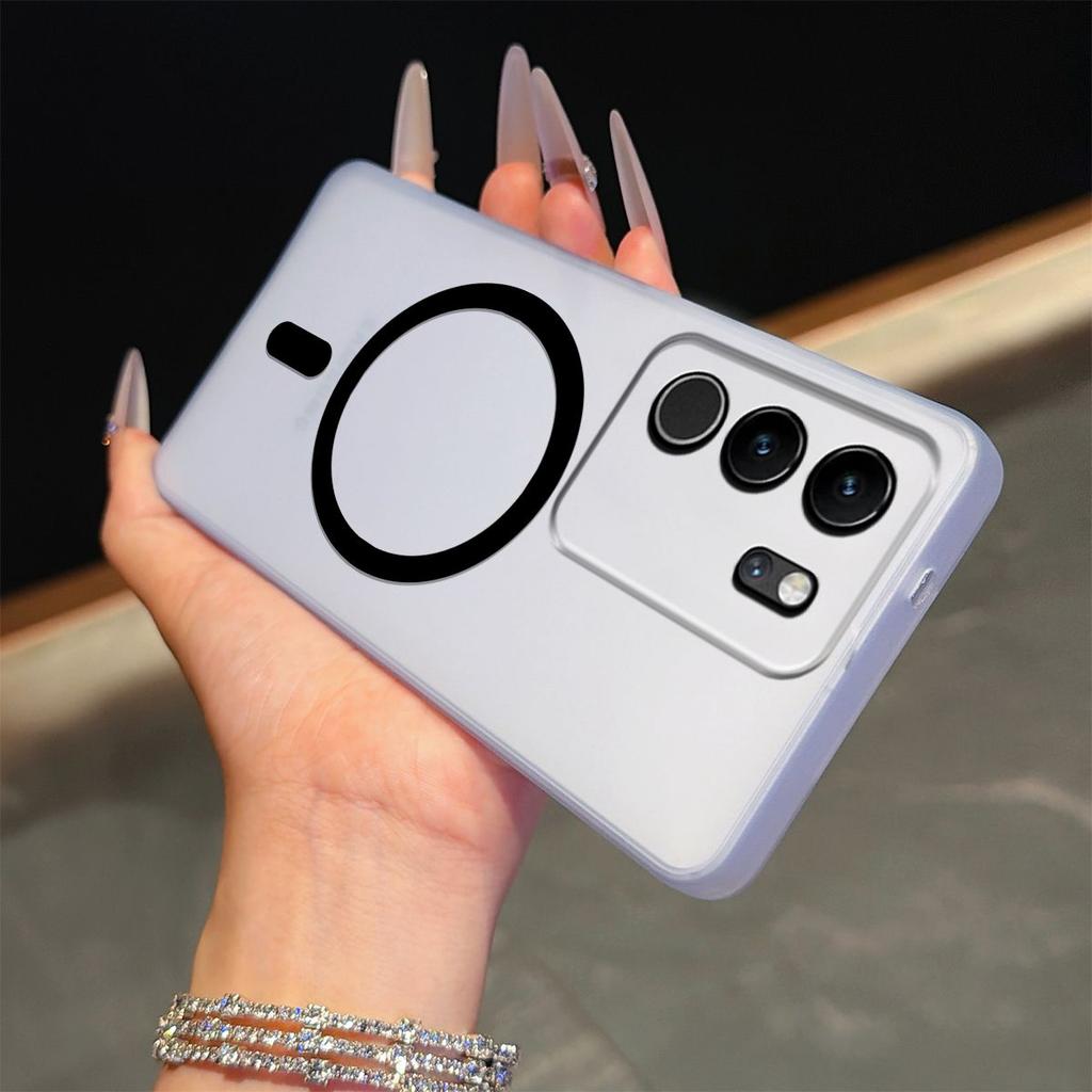 Frosted Semi Clear Magnetic Phone Case for Vivo V29 Pro,V29 5G Soft TPU Shockproof Cover