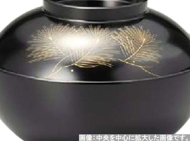 J-kitchens Chinkinmatsu Zoni Schale, Schwarz (1 Schüssel), 13.6cm, Handbemalter Lack, Hergestellt in Japan