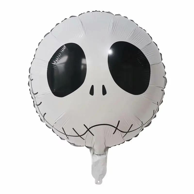 12 pcs 18 inch Halloween Skull Black and White Striped foil Balloons Halloween Dead Ball Party Decoration Balloon Set