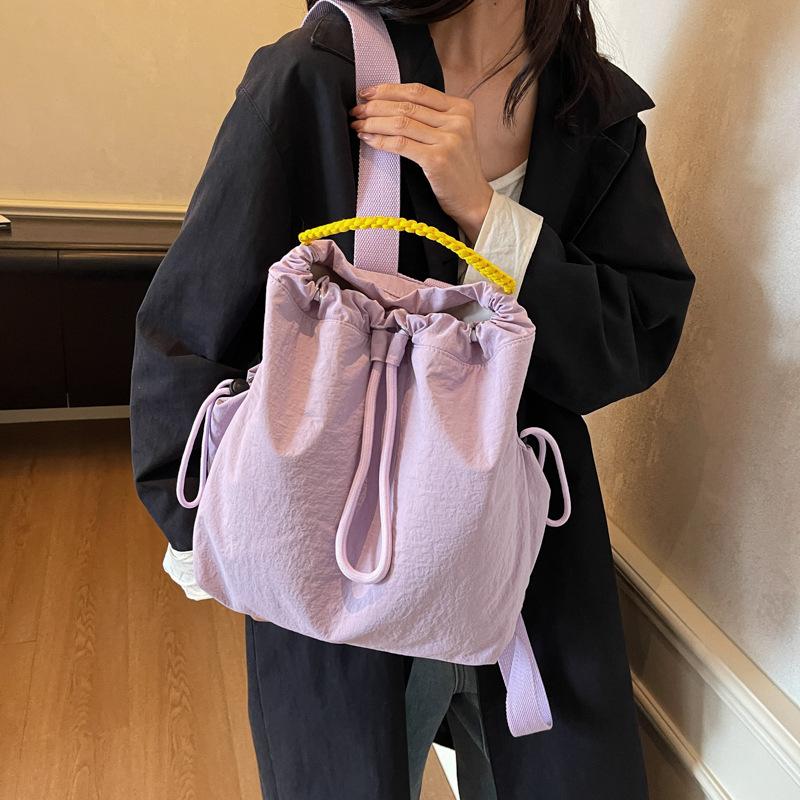 New bundle bag Korean version texture bucket bag women's fashion trendy cool backpack casual texture women's backpack