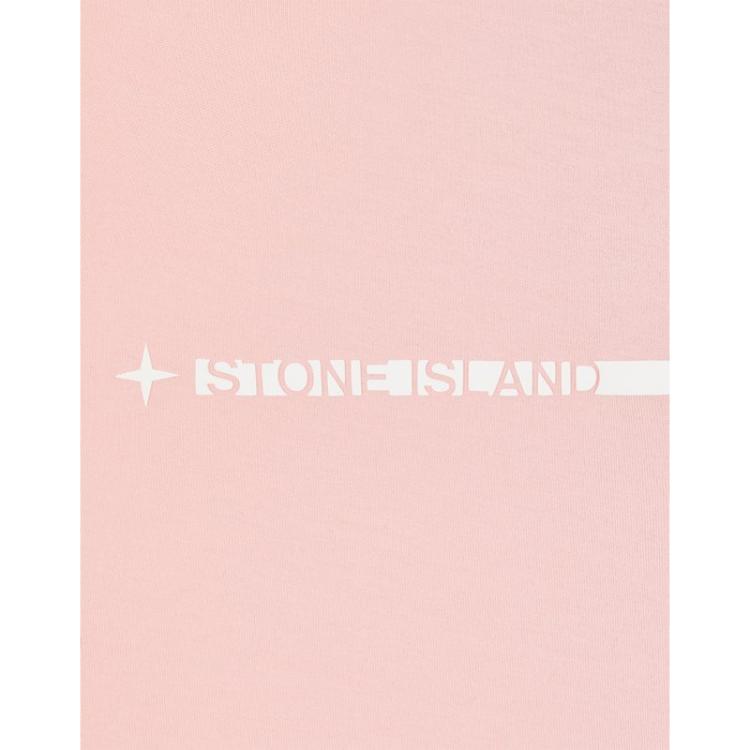 STONE ISLAND T-shirt da uomo con stampa logo SS23, girocollo, manica corta, rosa 78152NS83-V0080