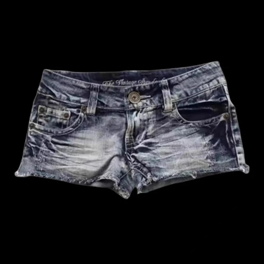 RogueWave Hip Hop Móda Streetwear Grafický Tisk Styl Dámské Černé Šortky Ins Y2k Goth Štíhlé Džínové Šortky