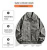 2025 Men's Retro PU Leather Motorcycle Bomber Jacket