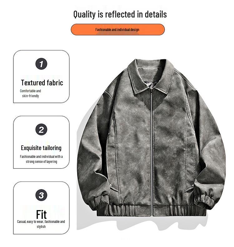 2025 Men's Retro PU Leather Motorcycle Bomber Jacket