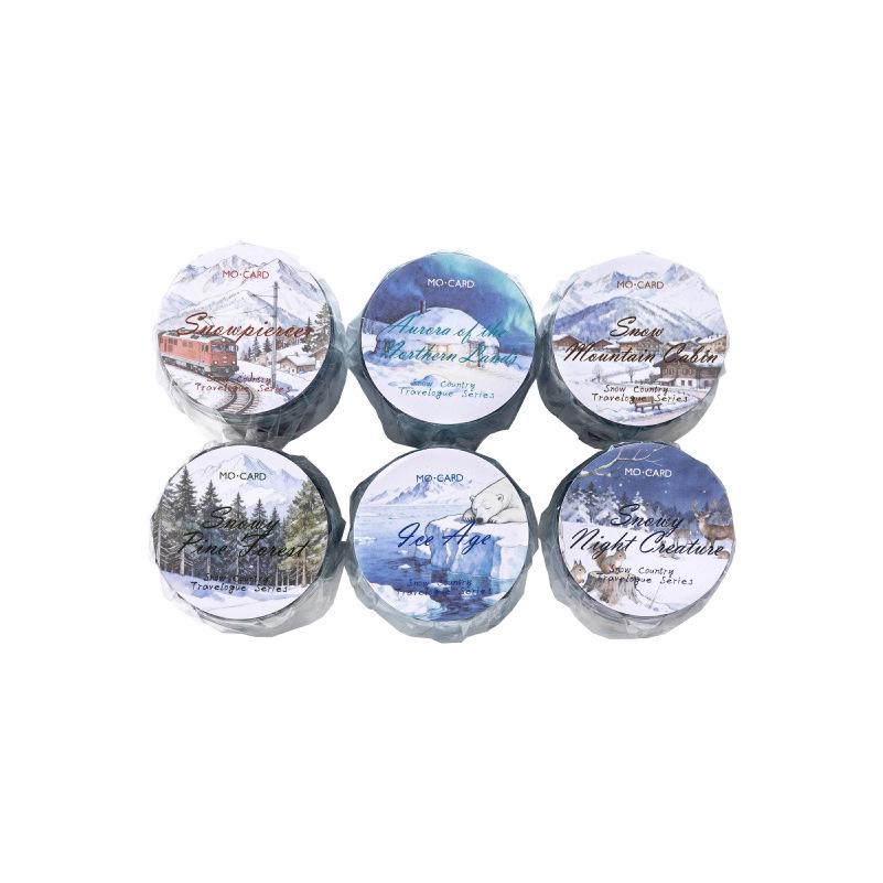 Mo Mo PET Irregular Shape Tape - Snow Country Chronicle Winter Series, Journal Decoration Collage, 6 Styles