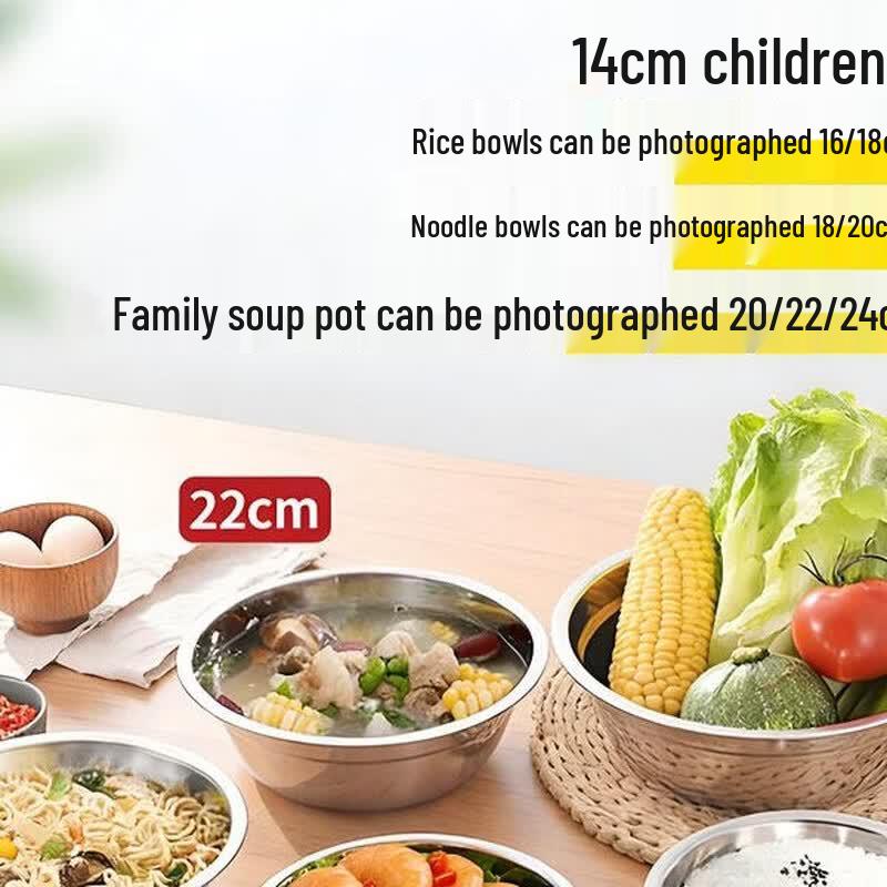 Jing Zhou Yuan Thickened Stainless Steel Round Bowls