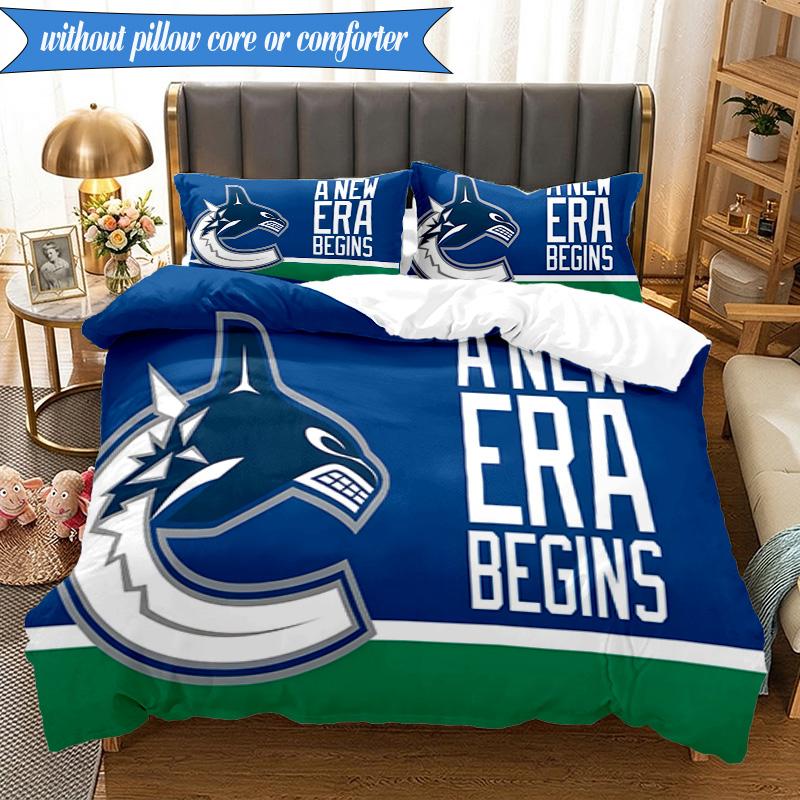 3PCS Vancouver Canucks Printed Bedding Set For Bedroom dormitory, Includes 1 Duvet Cover & 2 Pillowcases for All Seasons Home Decor Fan gifts