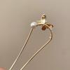 Gentle Butterfly Pearl Glaze Chinese U-Shaped Hairpin for Daily Wear