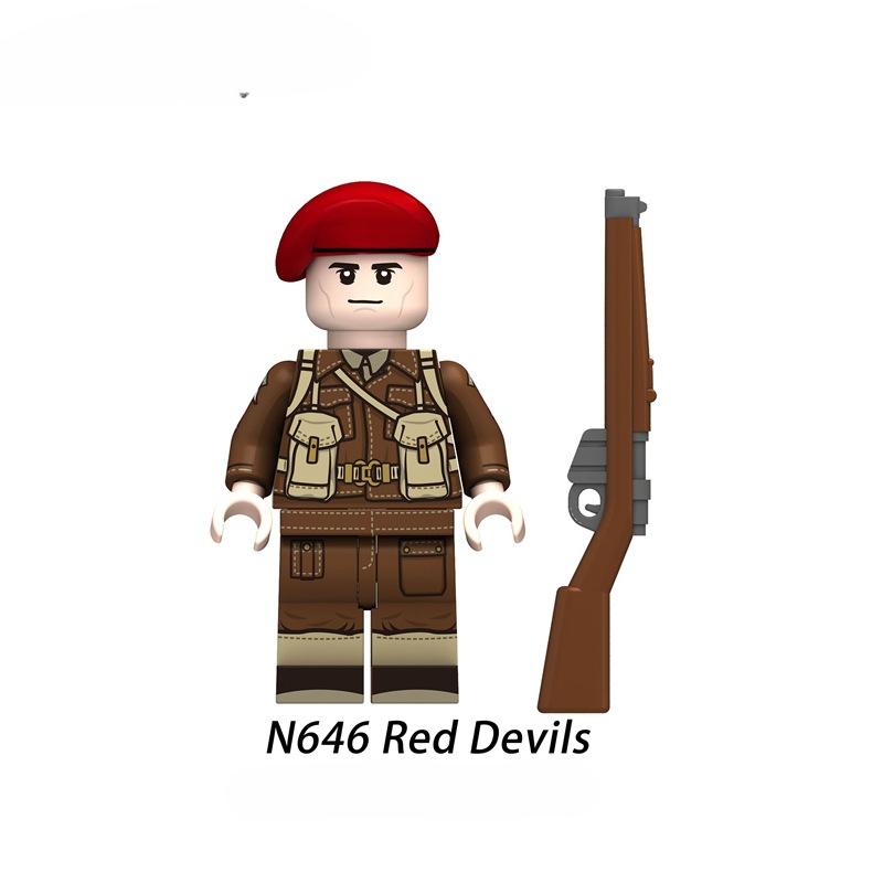 

N645-650 Военная война Британская пехота Солдаты Фигурки Броня Шлем Оружие Аксессуары Строительные блоки Детские игрушки