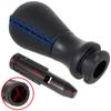 Citroen Berlingo I II Gear Shift Knob BLACK LEATHER + BLUE THREAD 5 SPEED + Adapter / Gear Shift Knob Lever Adapter 2 Pcs. SET