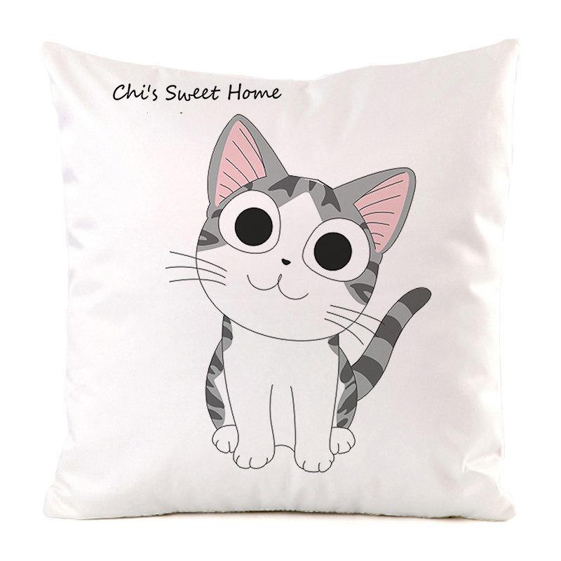 Nordic Minimalist Hand-Painted Cat Digital Printing Short Plush Pillow Covers For Car Sofa Office Cushion Cover Home Goods