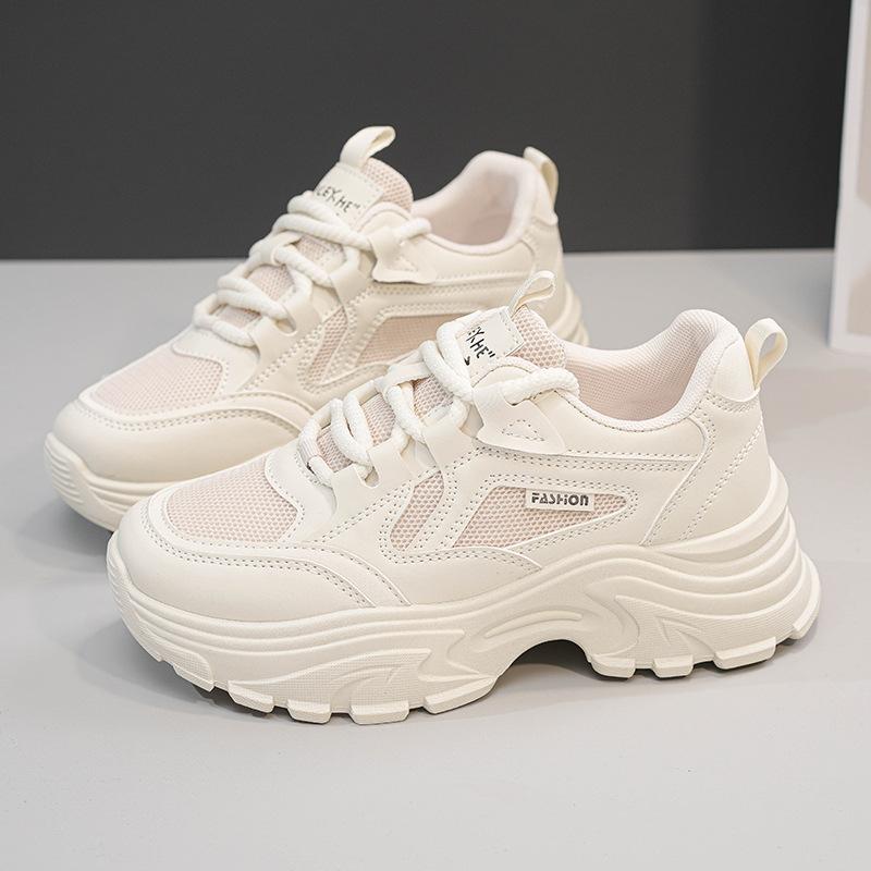 Dad Shoes Girl 2025 New Popular Spring and Summer Mesh Breathable Versatile Platform Casual Sneakers Lightweight Little White Shoes