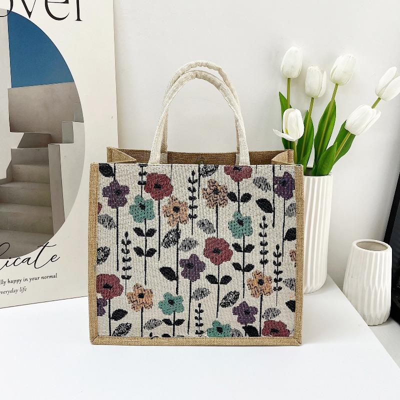 New cotton and linen handbag printed bento tote bag large capacity handbag bag letter printed women's bag